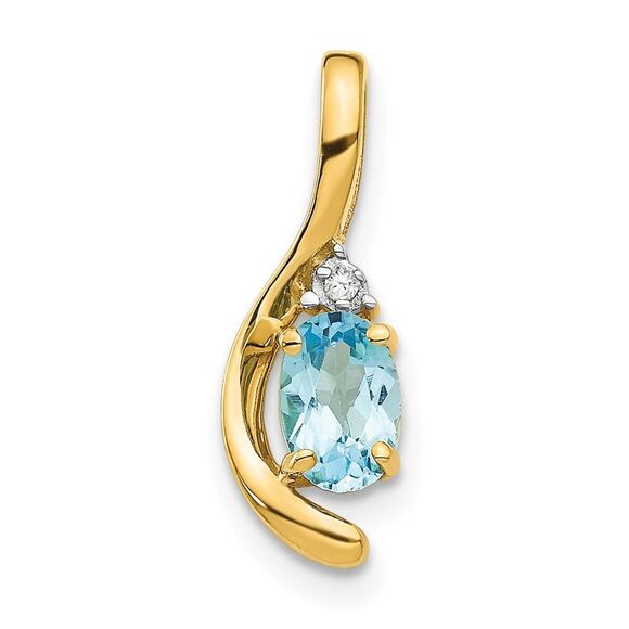 Kazi Luxury 14k Yellow Gold Blue Topaz and Diamond Pendant
